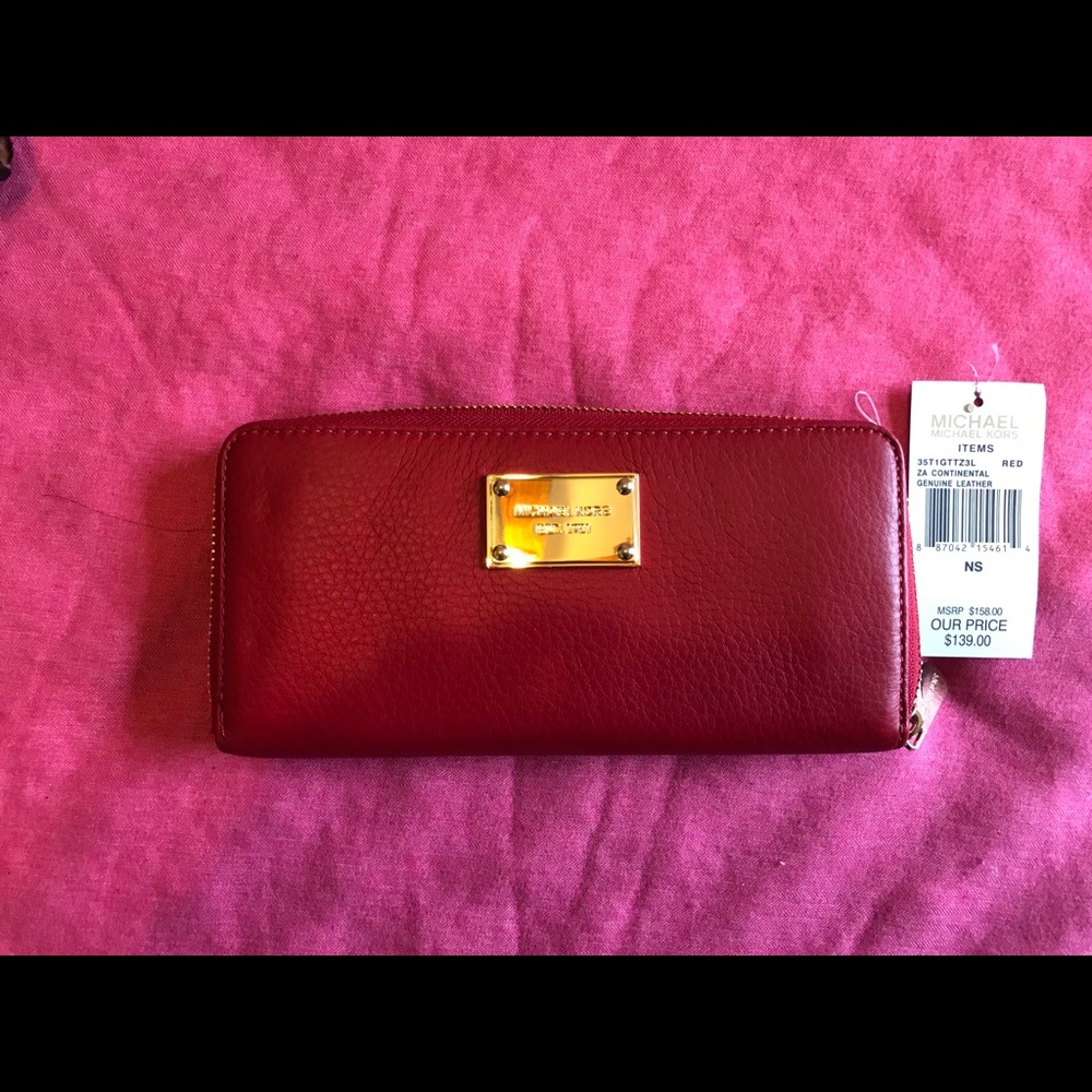 NWT red leather Michael Kors wallet